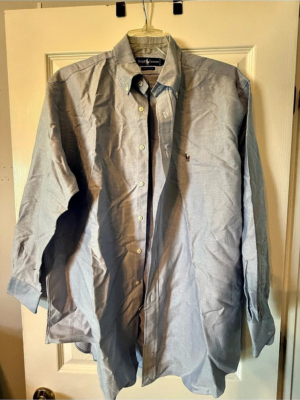 Ralph Lauren Men's Cotton Button-Down Chambray Shirt Blue